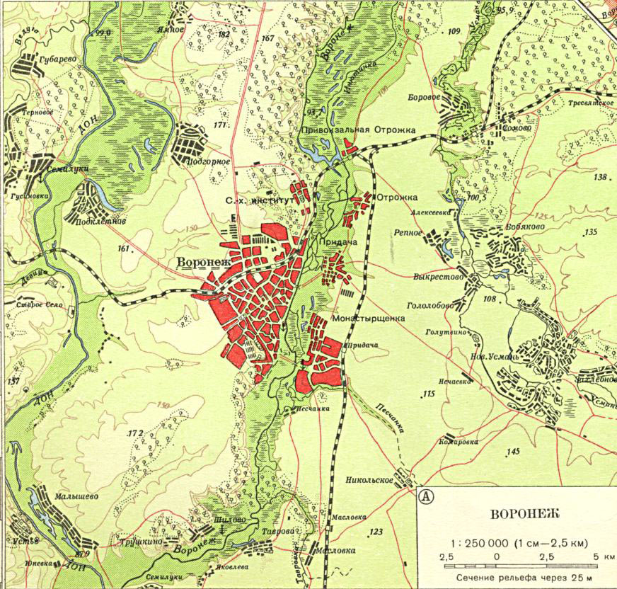 План воронежа с достопримечательностями