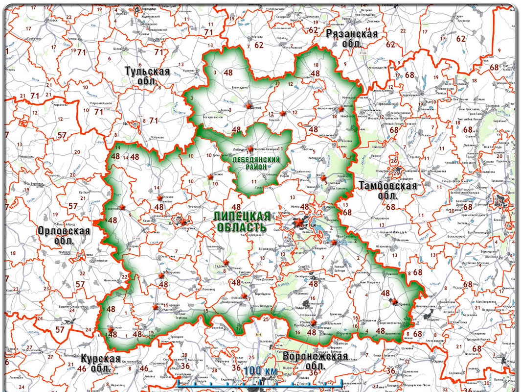 Карта липецка карта области