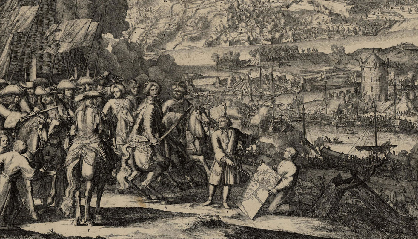 1686 1700. Азовские походы Петра 1. Осада Азова 1696 гравюра Шхонебека.